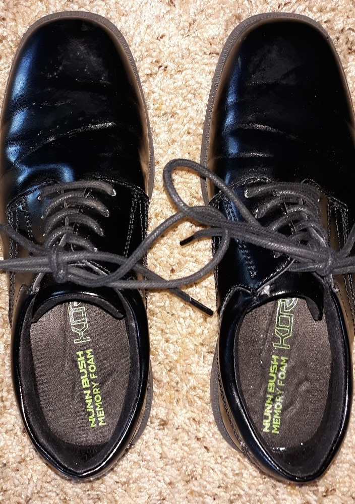 Black patent leather boys' dress shoes